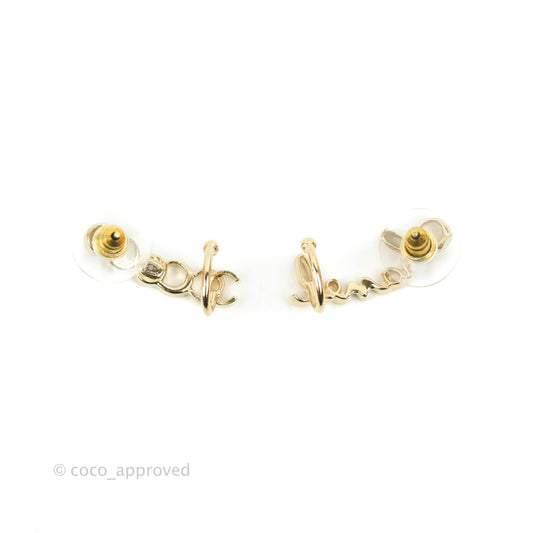 Chanel CC Coco Crystal Earrings Ear Clip Gold Tone 22P