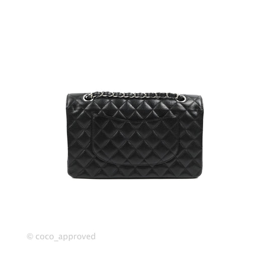 Chanel Classic M/L Medium Flap Quilted Black Caviar Silver Hardware