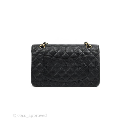 Chanel Classic M/L Medium Flap Quilted Black Caviar 24K Gold Hardware