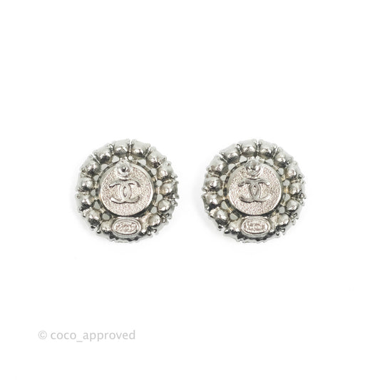 Chanel CC Crystal Round Earrings