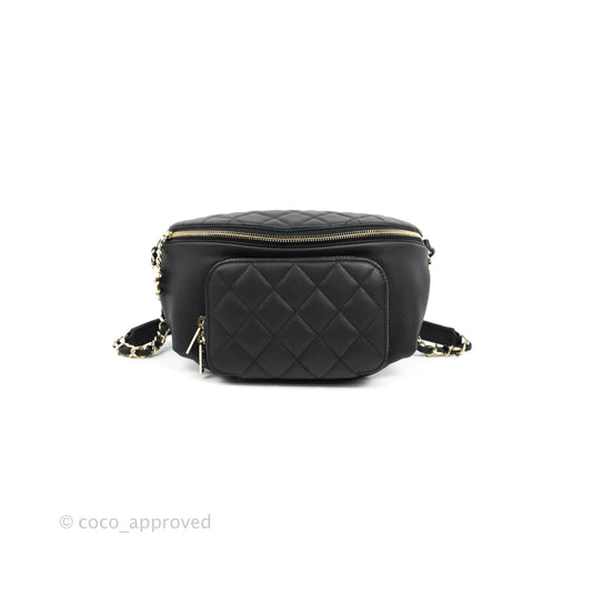 Chanel Quilted Business Affinity Waist Belt Bag Black Caviar Gold Hardware
