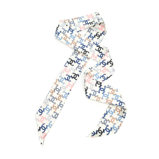 Chanel CC Silk Twilly in White