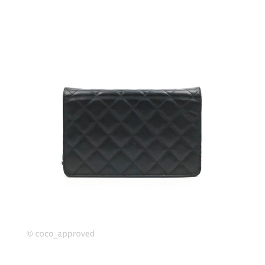 Chanel Calfskin Quilted Cambon Wallet on Chain WOC Black Silver Hardware