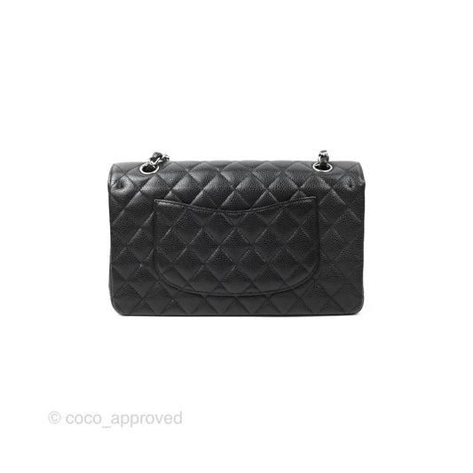 Chanel Classic M/L Medium Flap Quilted Black Caviar Silver Hardware