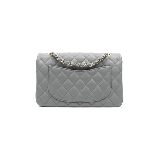 Chanel Classic Small S/M Quilted Flap Grey Caviar Gold Hardware 20C