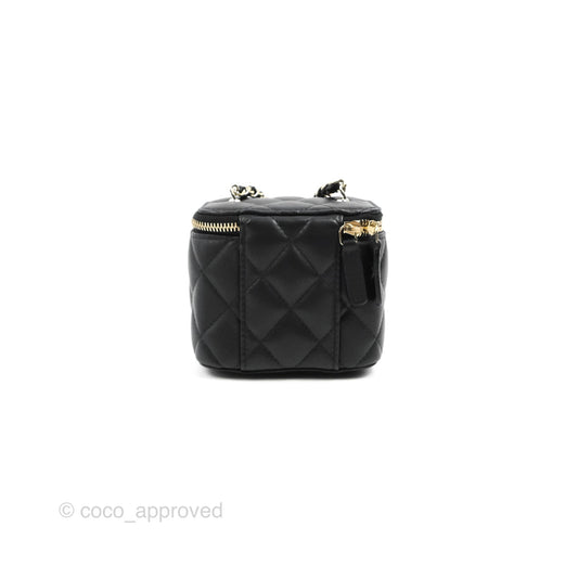 Chanel Mini Ball Crush Vanity With Chain Black Lambskin Gold Hardware