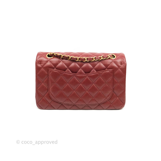 Chanel Small Classic Quilted Flap Iridescent Burgundy Caviar Aged Gold Hardware 18C
