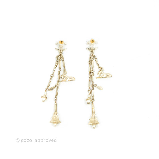 Chanel CC Long Drop Earrings Gold Tone 19A