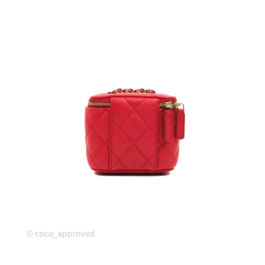Chanel Mini Vanity With Chain Red Caviar Gold Hardware