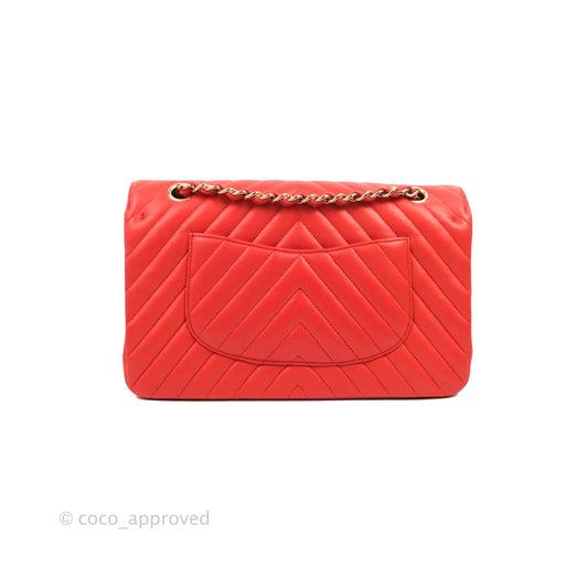 Chanel Classic M/L Medium Double Flap Brick Red Lambskin Gold Hardware