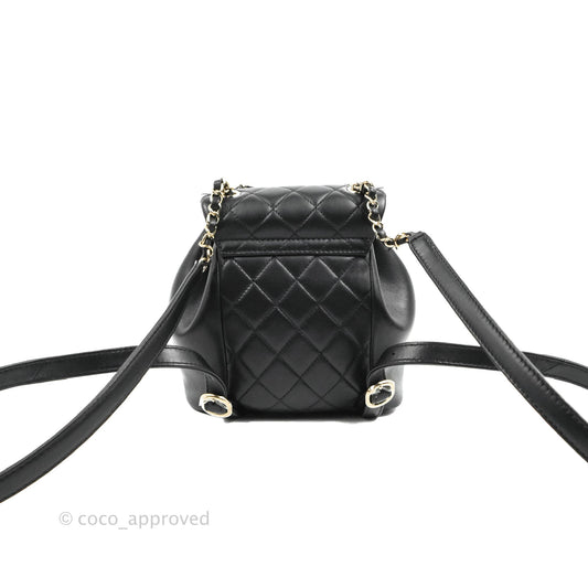 Chanel Quilted Small Duma Drawstring Backpack Black Lambskin 22A