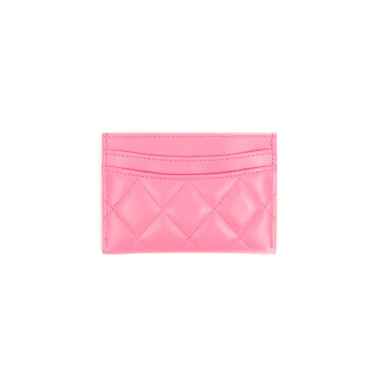 Chanel Classic Card Holder Pink Lambskin Rainbow Hardware