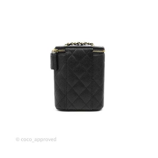 Chanel Classic Mini Vanity With Chain Black Caviar Gold Hardware