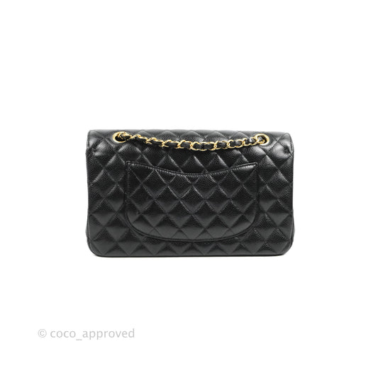 Chanel Classic M/L Medium Double Flap Black Caviar Gold Hardware
