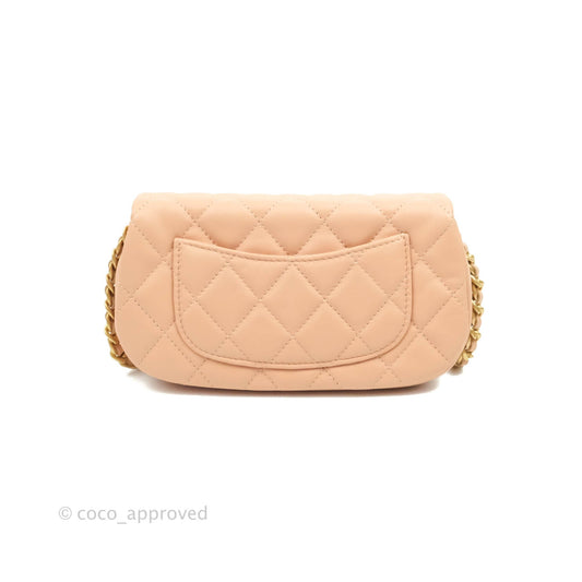 Chanel Clutch with Chain Beige Pink Calfskin Aged Gold Hardware