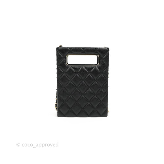 Chanel Evening Bag Caviar Black Gold Hardware 22SS