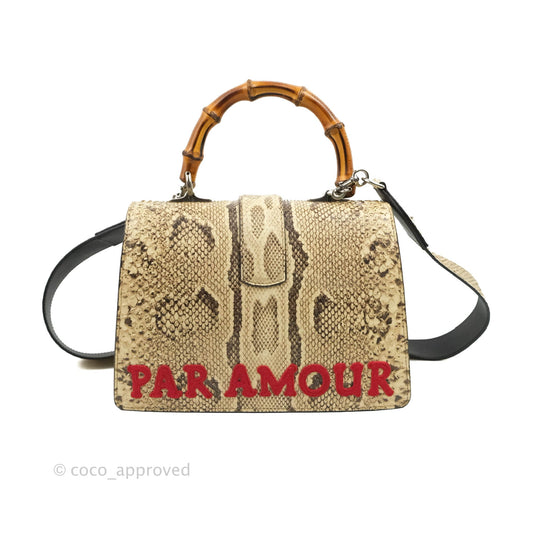 Gucci Dionysus Bamboo Top Handle Bag Embroidered Python Medium