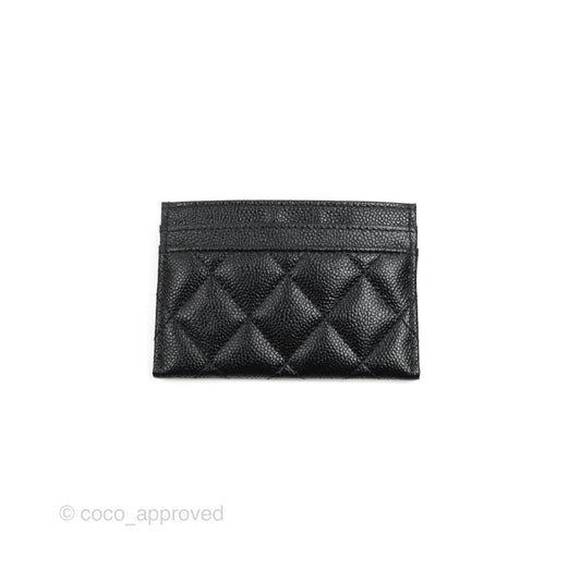 Chanel Flat Card Holder Black Caviar Gold Hardware 23P