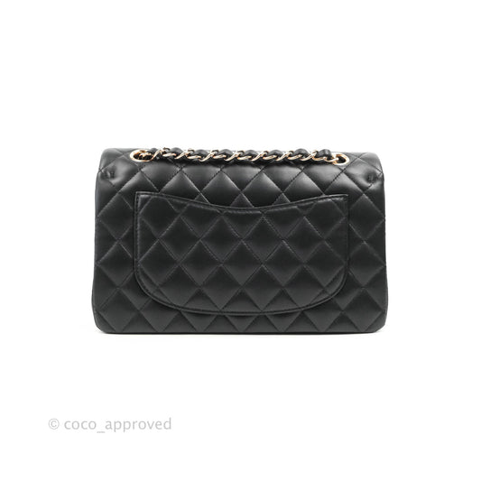 Chanel Classic Small S/M Flap Black Lambskin Rose Pink-Gold Hardware