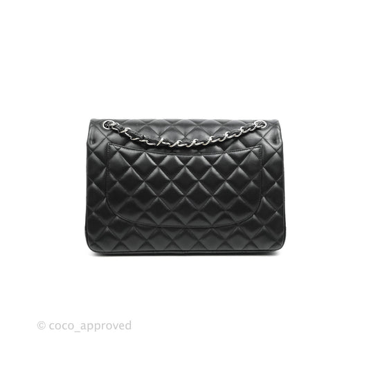 Chanel Jumbo Double Flap Black Lambskin Silver Hardware