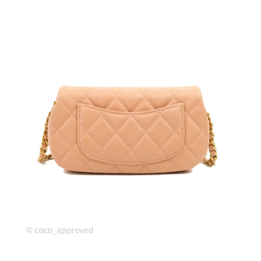Chanel Clutch with Chain Beige Pink Calfskin Aged Gold Hardware