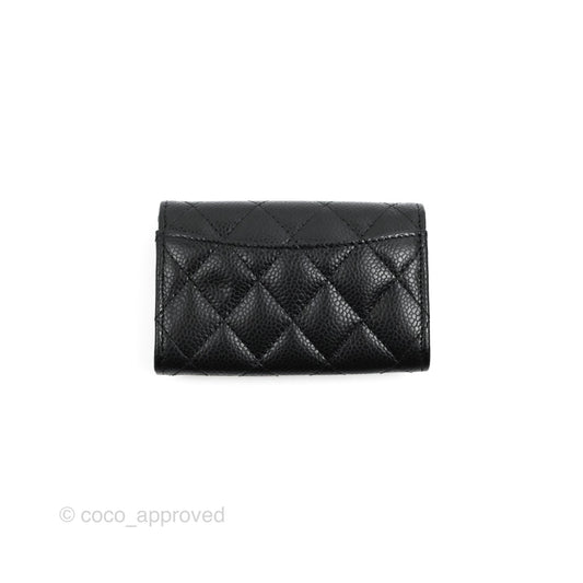 Chanel Classic Flap Card Holder Black Caviar Silver Hardware