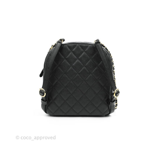 Chanel Quilted Small CC Day Backpack Black Caviar Gold Hardware