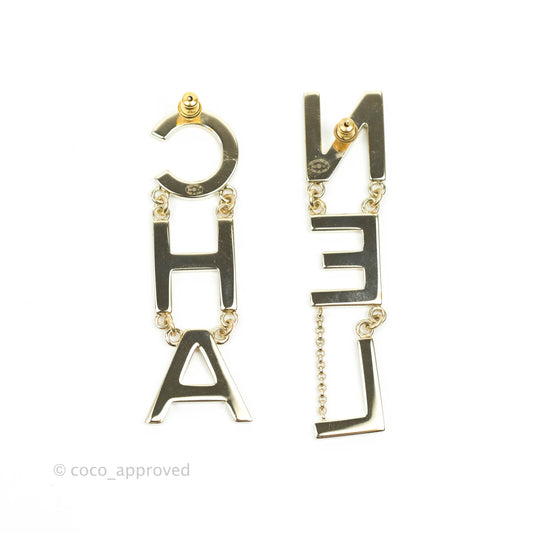 Chanel Large Gold Letter Runway Earrings