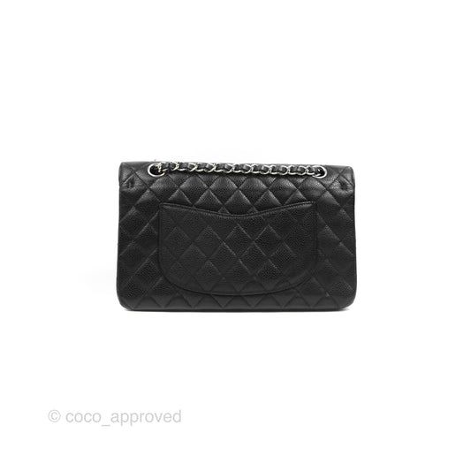 Chanel Classic M/L Medium Flap Quilted Black Caviar Silver Hardware