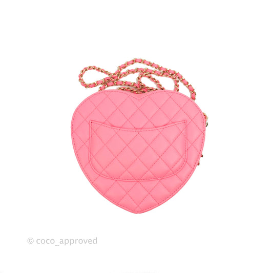 Chanel Large Heart Bag Pink Lambskin Gold Hardware 22S