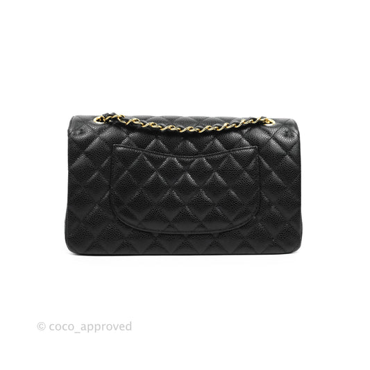 Chanel Classic M/L Medium Flap Quilted Black Caviar Gold Hardware