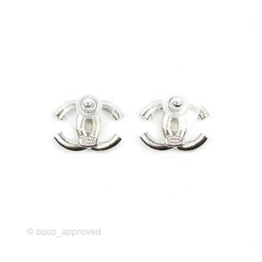 Chanel CC Crystal Earrings Silver Tone 20P