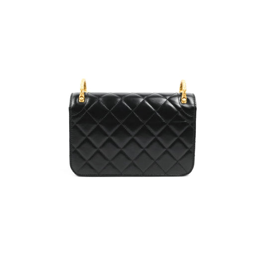 Chanel Mini Flap Bag Black Calfskin Aged Gold Hardware 21B