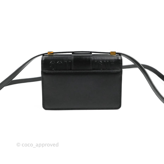 Christian Dior Smooth Calfskin Micro 30 Montaigne Flap Bag Black Gold Hardware