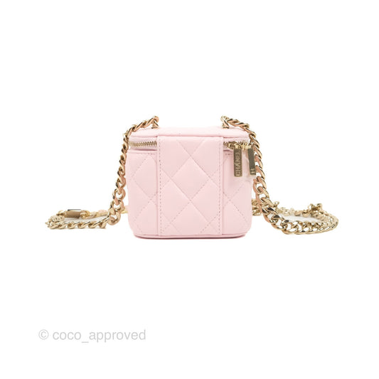 Chanel Mini Vanity With Coco Chain Light Pink Lambskin Gold Hardware