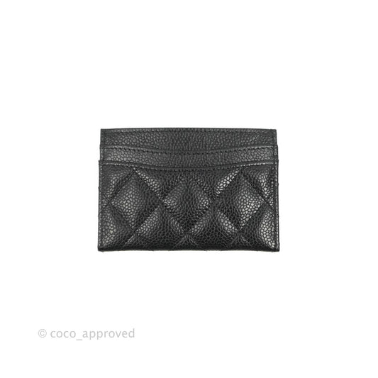 Chanel Classic Flat Card Holder Black Caviar Gold Hardware