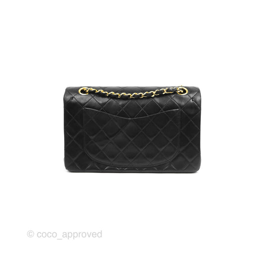 Chanel Classic Vintage Double Flap M/L Black Lambskin Gold Hardware