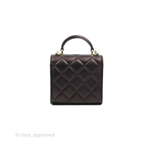 Chanel Mini Handle Clutch With Chain Iridescent Purple Lambskin Gold Hardware
