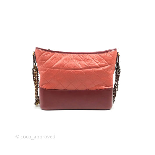 Chanel Large Gabrielle Hobo Red Aged Calfskin Mixed Hardware