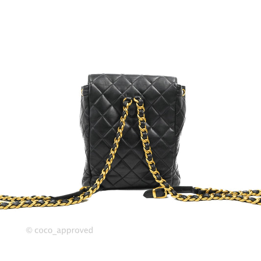 Chanel Vintage CC Duma Backpack Black Lambskin 24K Gold Hardware