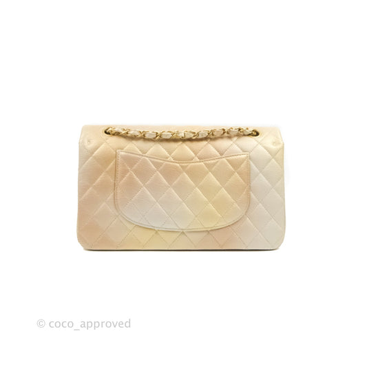 Chanel Classic Quilted M/L Medium Flap Ombre Metallic Goatskin Aged Gold Hardware
