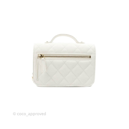 Chanel Business Affinity Clutch With Chain White Caviar Gold Hardware