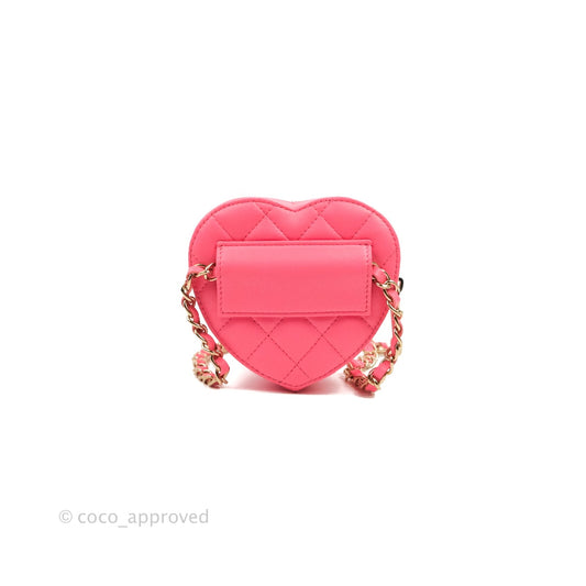 Chanel Mini Heart Belt Bag Pink Lambskin Gold Hardware 22S