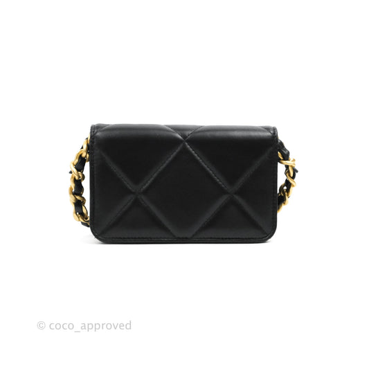 Chanel 19 Mini Clutch with Chain Black Lambskin Mixed Hardware