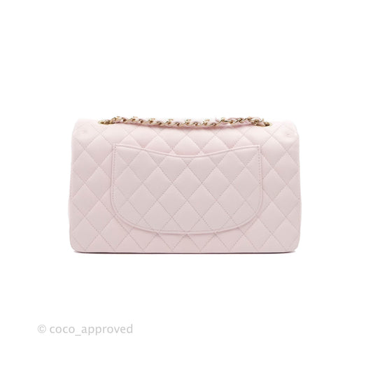 Chanel Classic M/L Medium Flap Quilted Pink Caviar Gold Hardware 22P