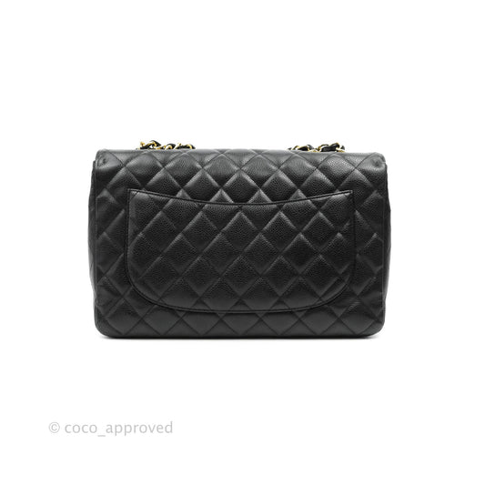 Chanel Jumbo Single Flap Black Caviar Gold Hardware
