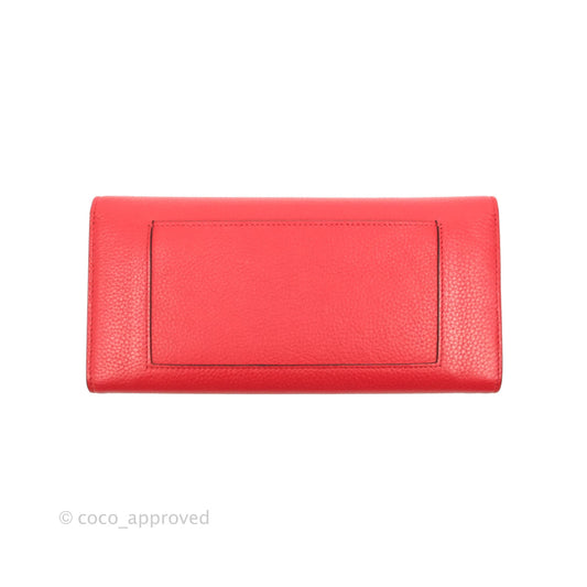 Celine Large Multifunction Flap Wallet Red Grained Leather