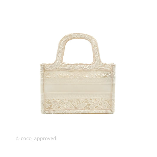 Dior Mini Book Tote Natural Macramé-Effect Embroidery
