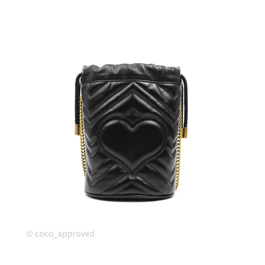 Gucci GG Marmont Mini Leather Bucket Bag Black