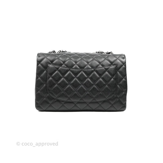 Chanel Jumbo Single Flap Black Caviar Silver Hardware